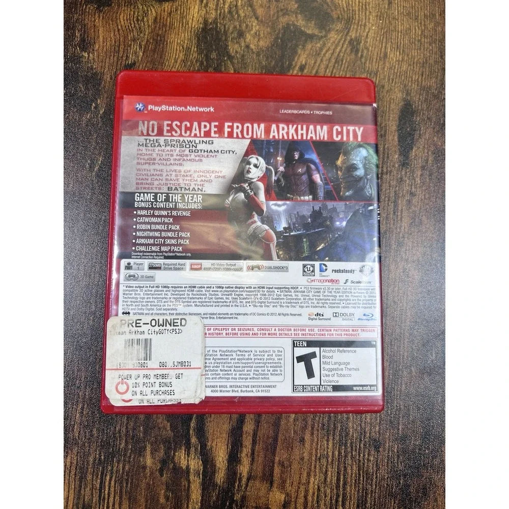 Batman Arkham City Sony PlayStation 3 PS3 Game of the Year Edition